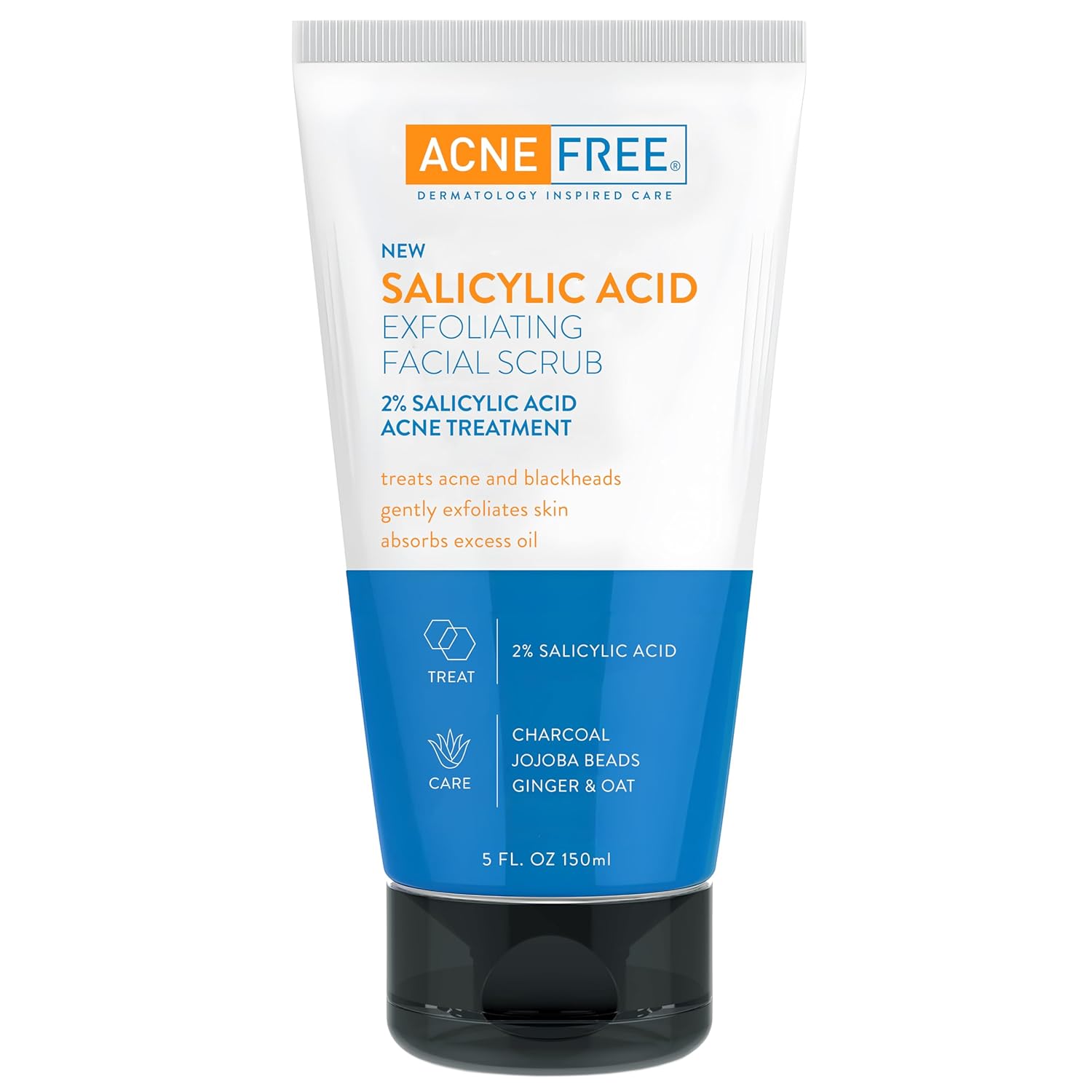 Acne Free Salicylic Acid Exfoliating Face Scrub, 2% BHA Blackhead Remover 150ml