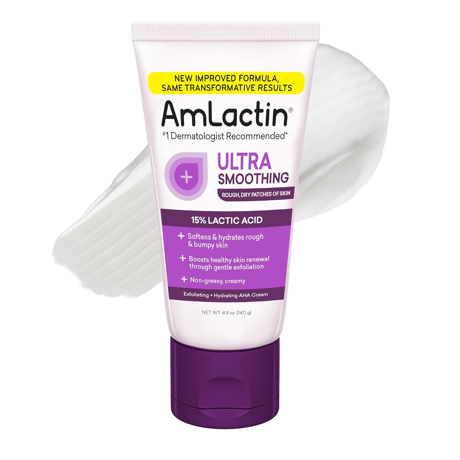 AmLactin Ultra Smoothing -15% Lactic Acid - Exfoliator en vochtinbrengende crème - Lichaams- en handcrème - 140g