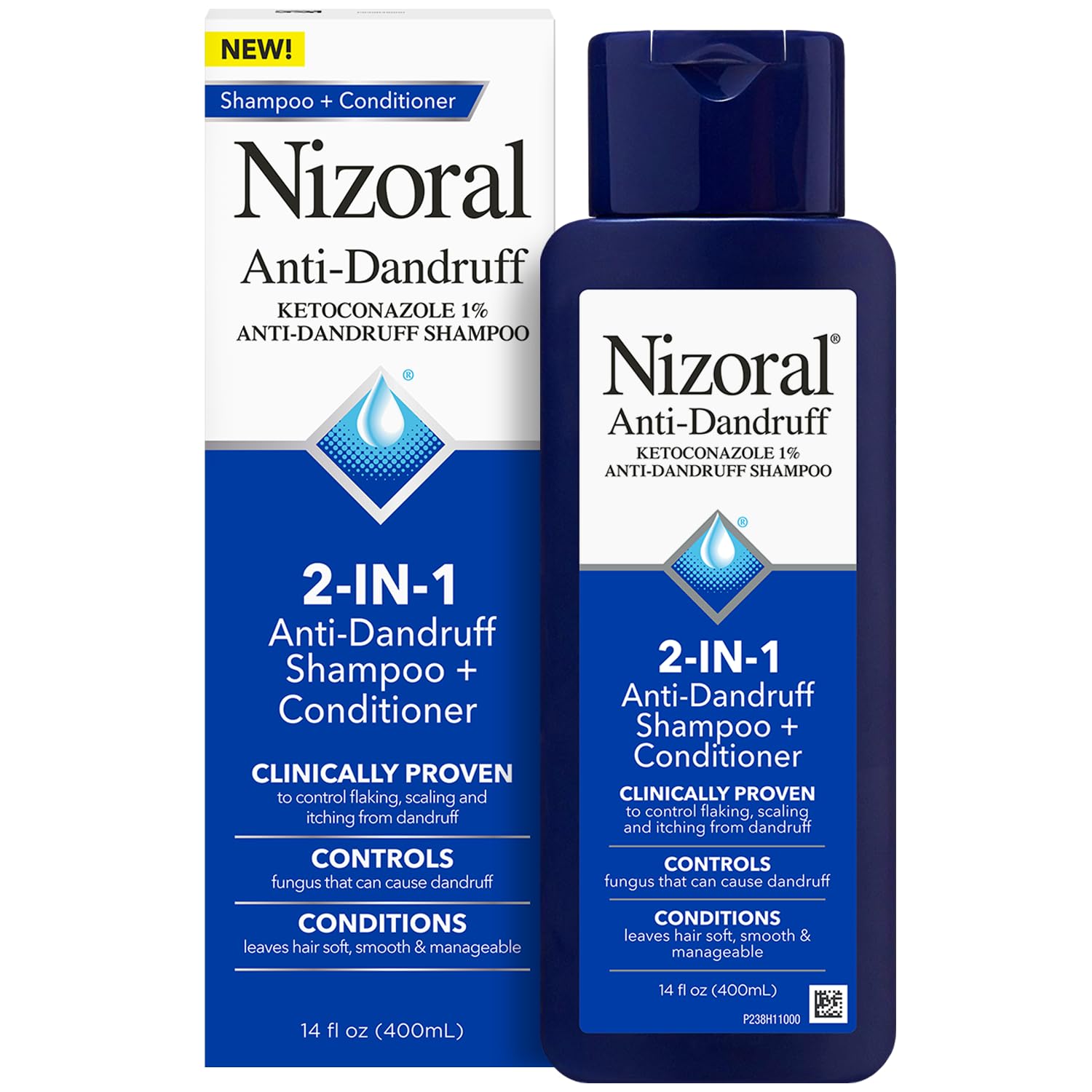 Nizoral 2-IN-1 Anti-Dandruff Shampoo & Conditioner with 1% Ketoconazole 400ml