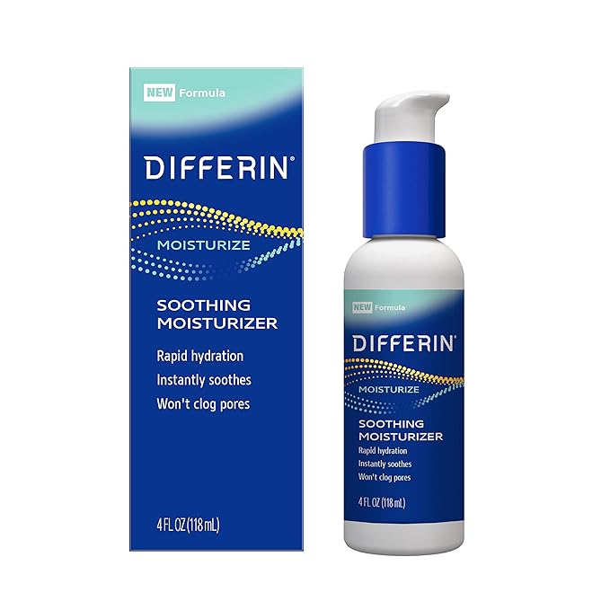 Differin Face Moisturizer, verzachtende lotion voor gezicht en lichaam - acne gevoelige gevoelige huid, - 118ml