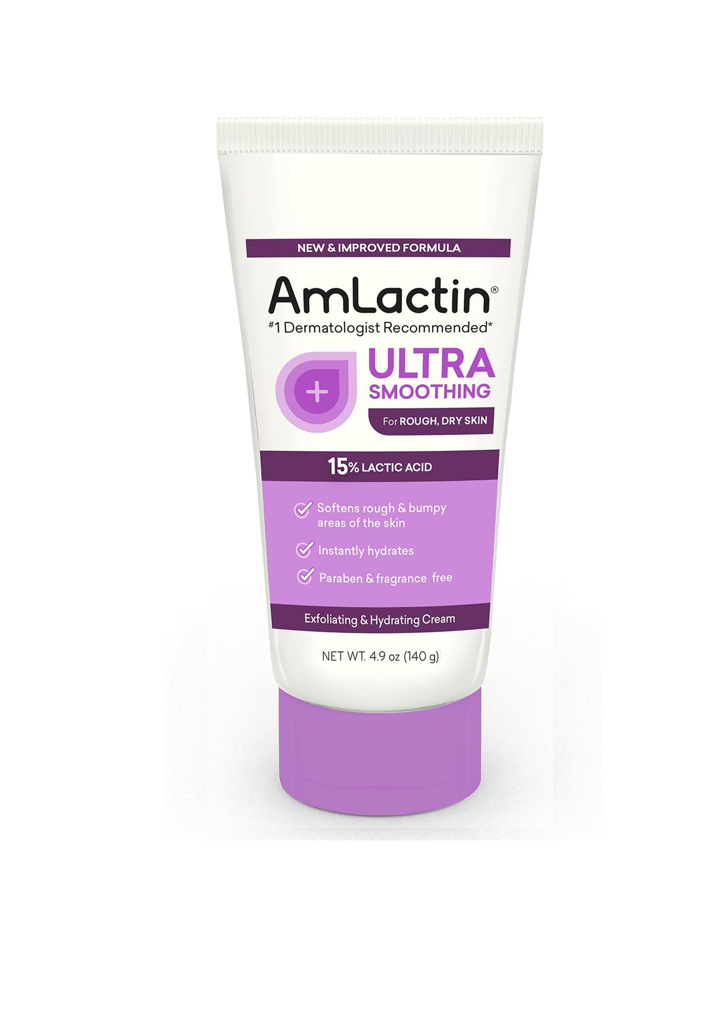 AmLactin Ultra Smoothing -15% Lactic Acid - Exfoliator en vochtinbrengende crème - Lichaams- en handcrème  - 140g