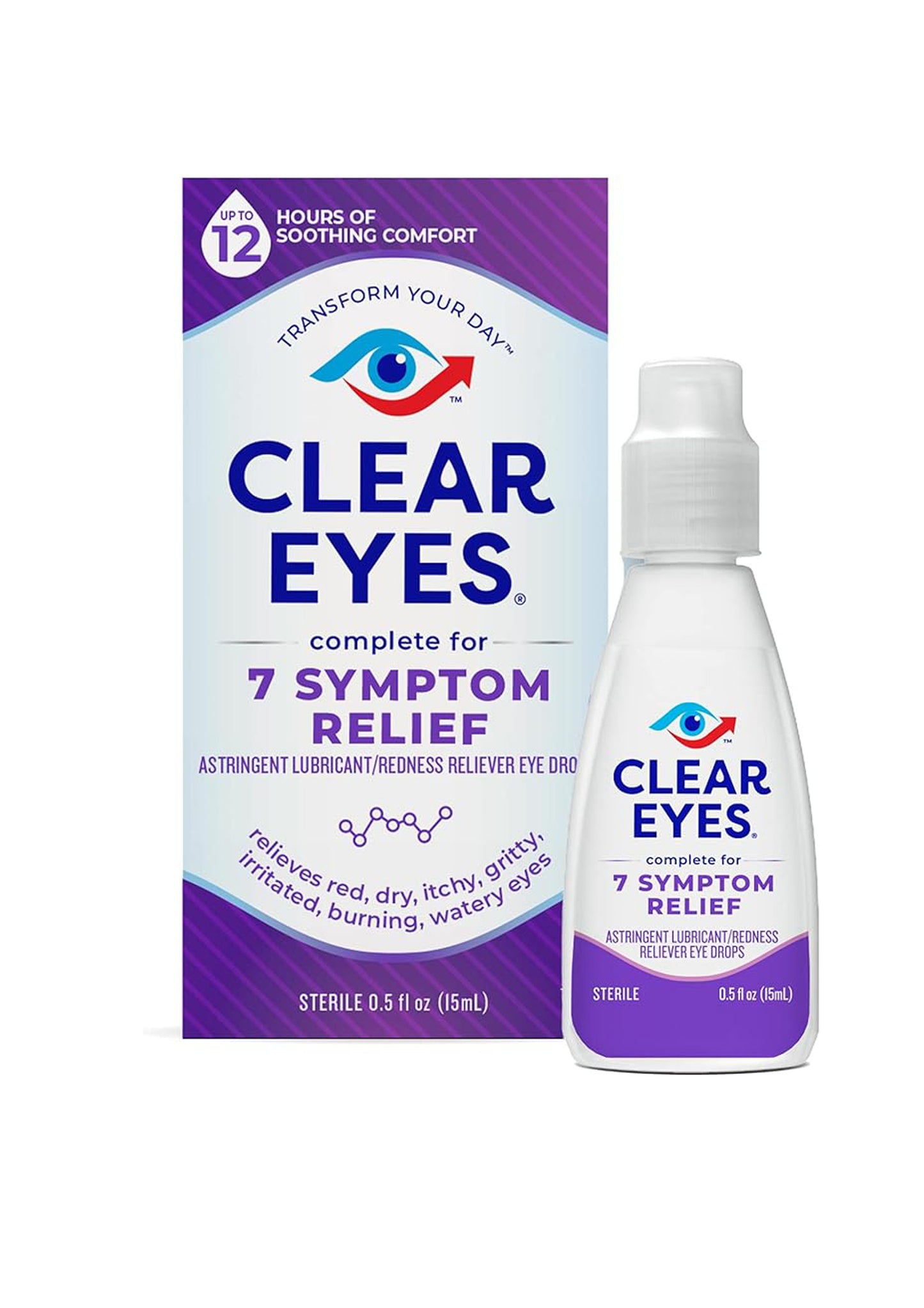 Clear Eyes Eye Drops complete verlichting van 7 symptomen, - 15ml