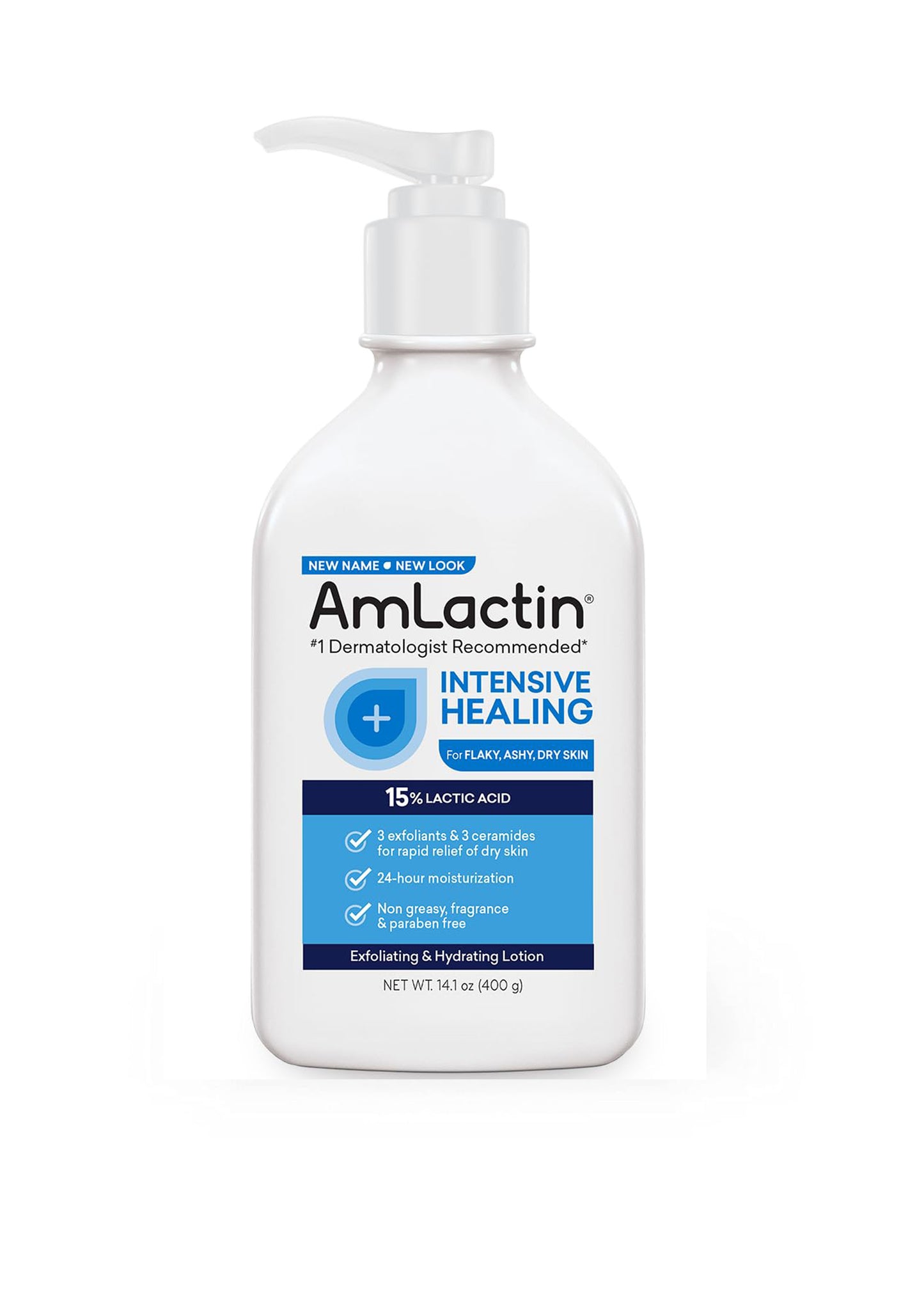 AmLactin Rapid Relief Restoring Bodylotion - 7,9 oz pompfles - 2-in-1 exfoliator en vochtinbrengende crème - 225g