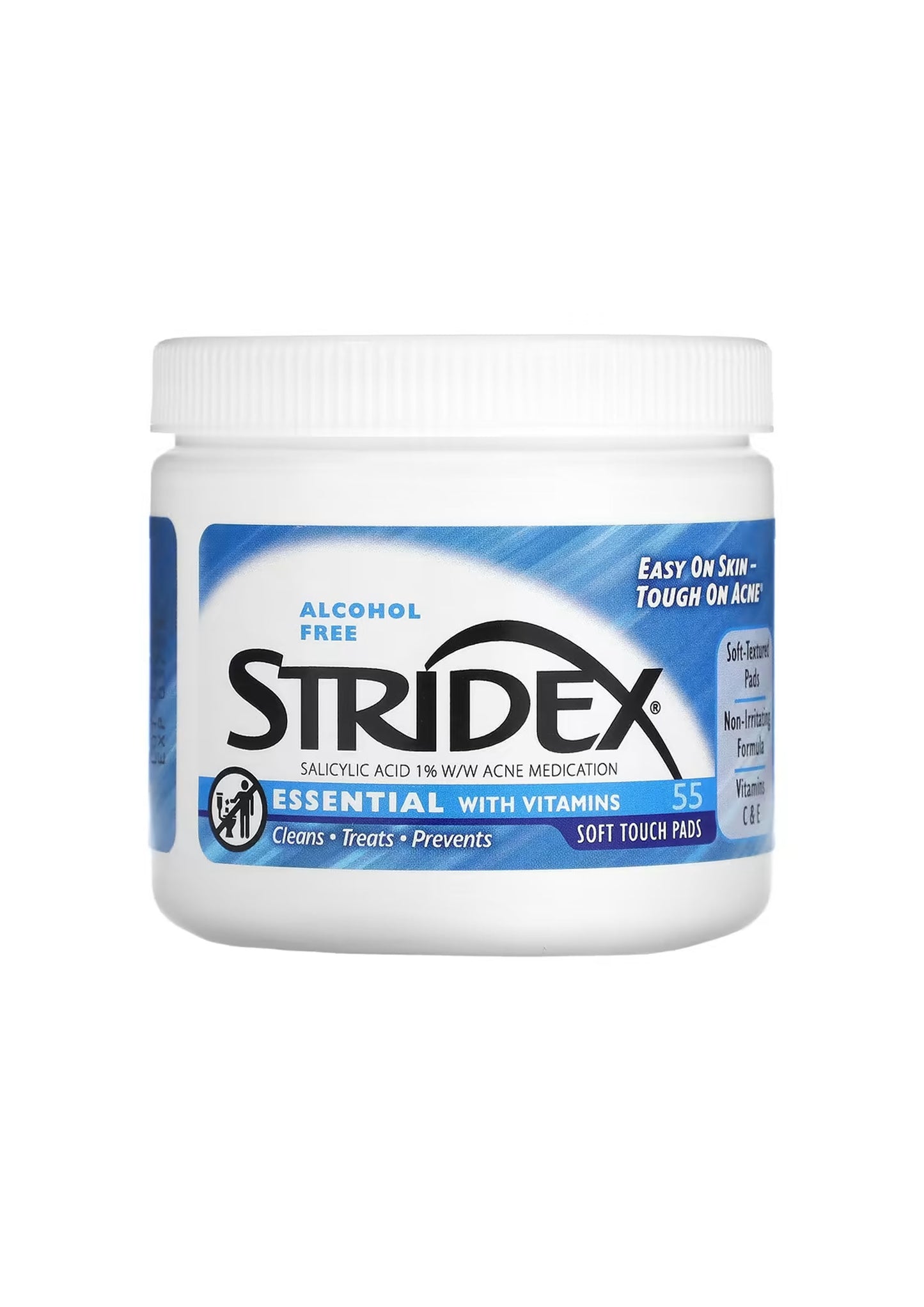 Stridex - Acnecontrole in één stap - Alcoholvrij - 55 Soft Touch-pads - Acne - Vitamine C - Gezonde huid - salicylic acid