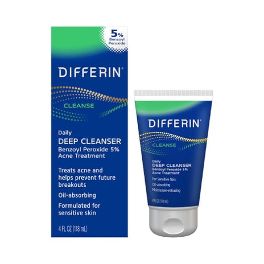Differin Acne Face Wash met 5% benzoylperoxide, dagelijkse diepe reiniger - gevoelige gevoelige huid 118ml