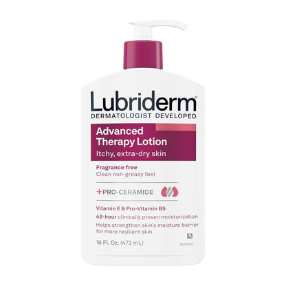 Lubriderm Advanced Therapy Fragrance Free Moisturizing Hand & Body Lotion + Pro-Ceramide with Vitamins E & Pro-Vitamin B5,