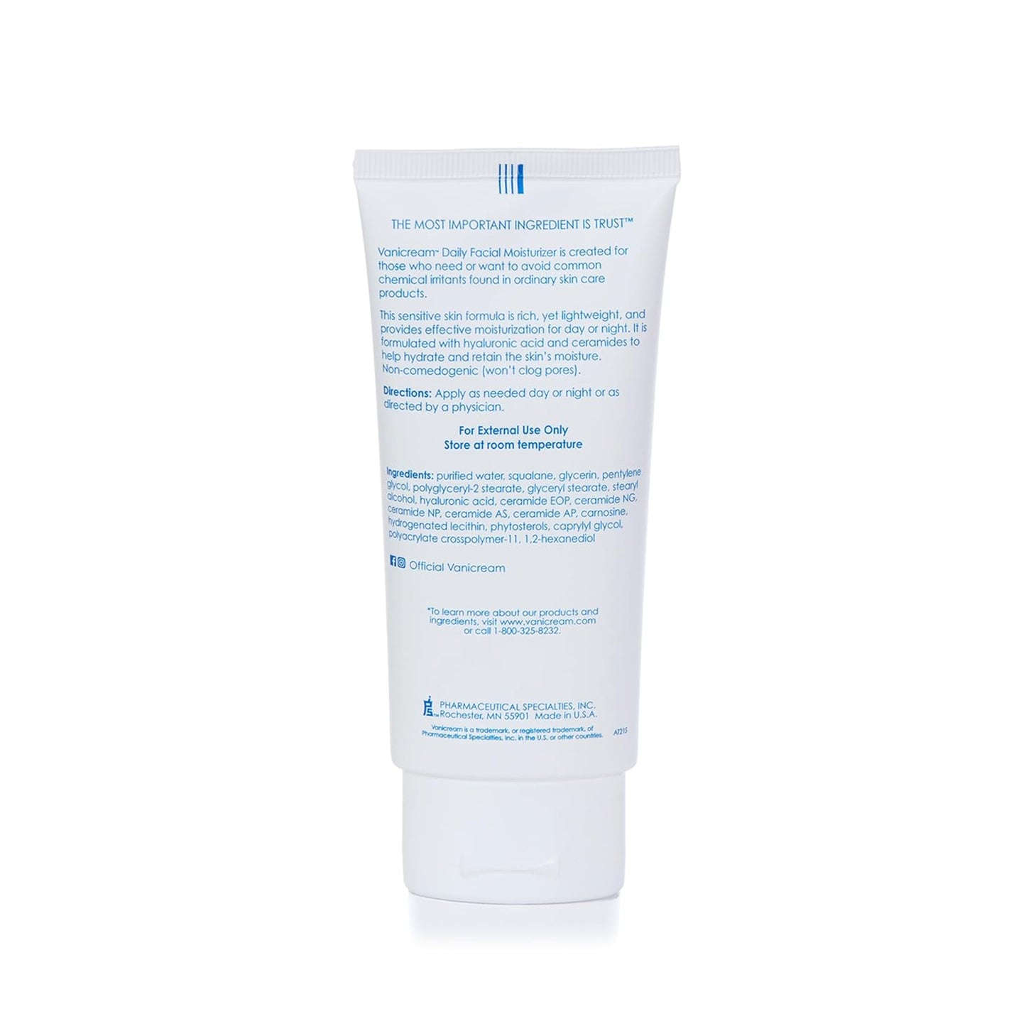 Vanicream - Daily Facial Moisturizer, voor gevoelige huid, geurvrij - 89 ml