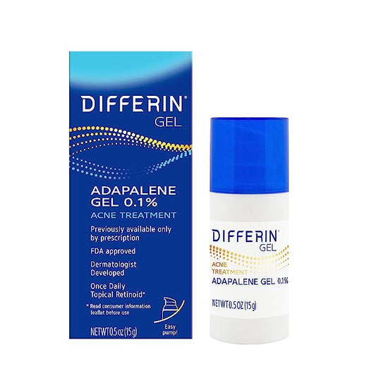 Differin Acne Treatment Gel - 0.1% Adapalene, - Retinoid Treatment  - 15g