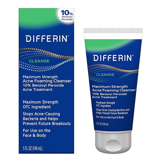 Differin Acne Face Wash met 10% benzoylperoxide - Acnebehandeling voor gezicht en lichaam - 148ml