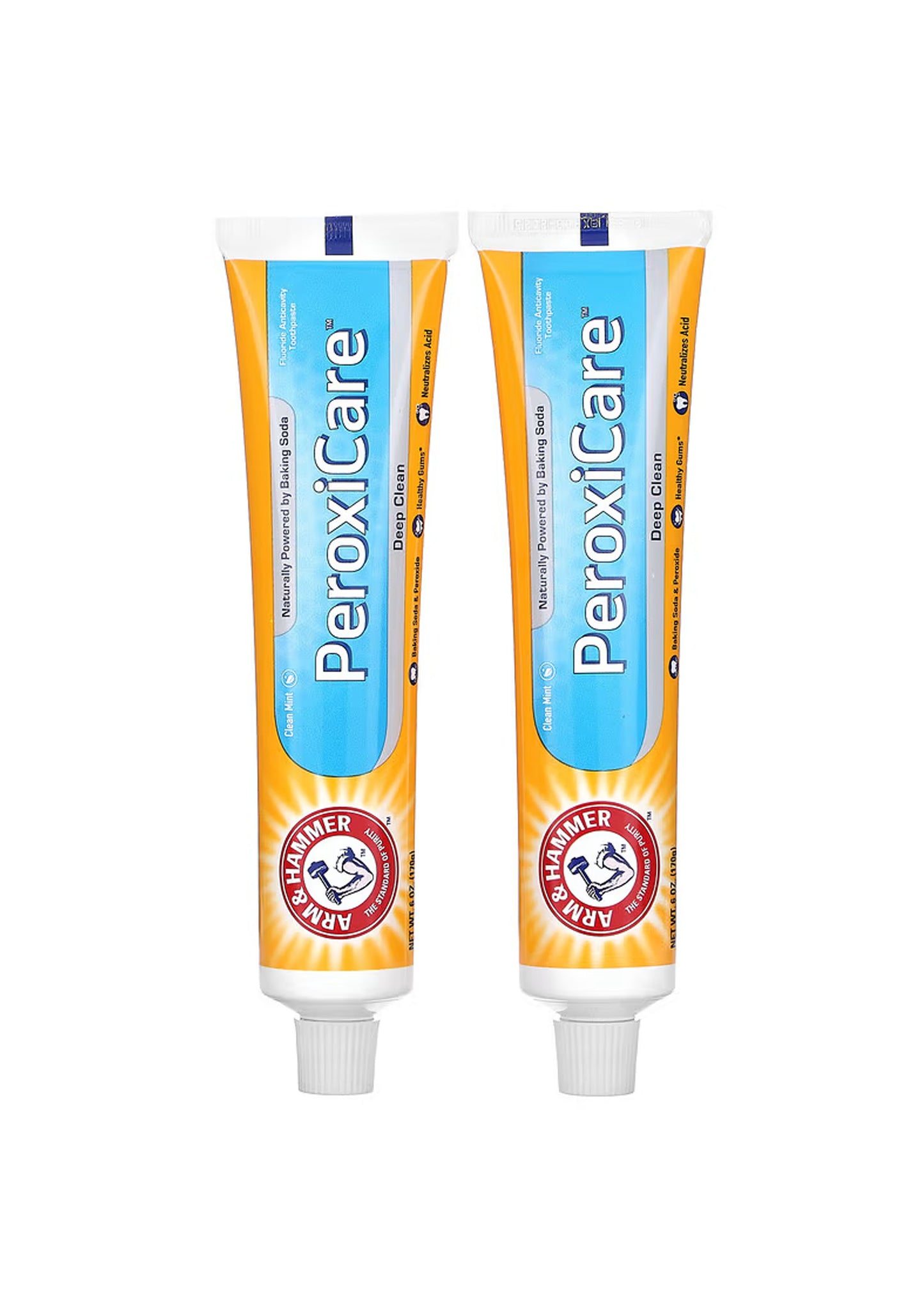 Arm & Hammer, PeroxiCare, Deep Clean, fluoride tandpasta tegen gaatjes, Clean Mint, 2-pack, (170 g)