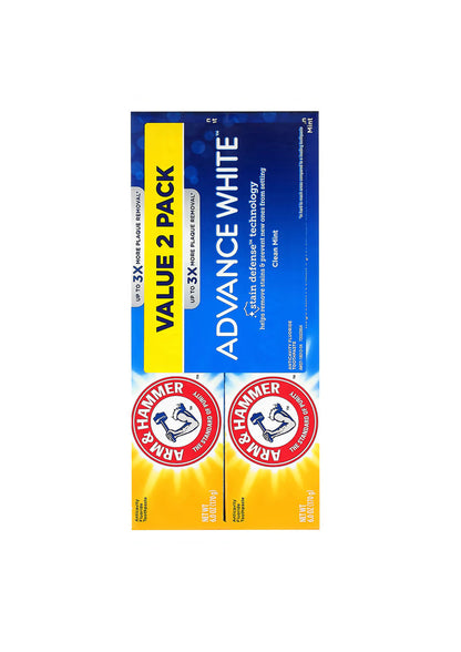 Arm & Hammer, Advance White, Anticavity fluoridetandpasta, Clean Mint, 2 Pack, 6(170 g)