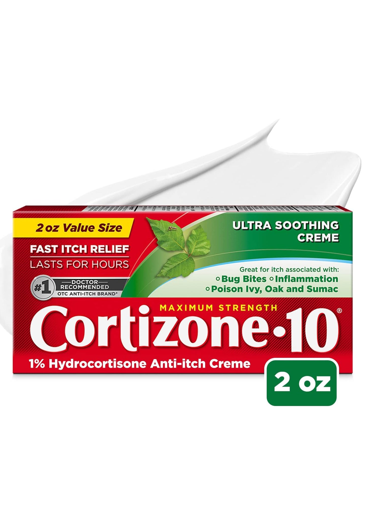 Cortizone 10 Ultra-verzachtende anti-jeukcrème met maximale sterkte, 1% Hydrocortisoncrème,