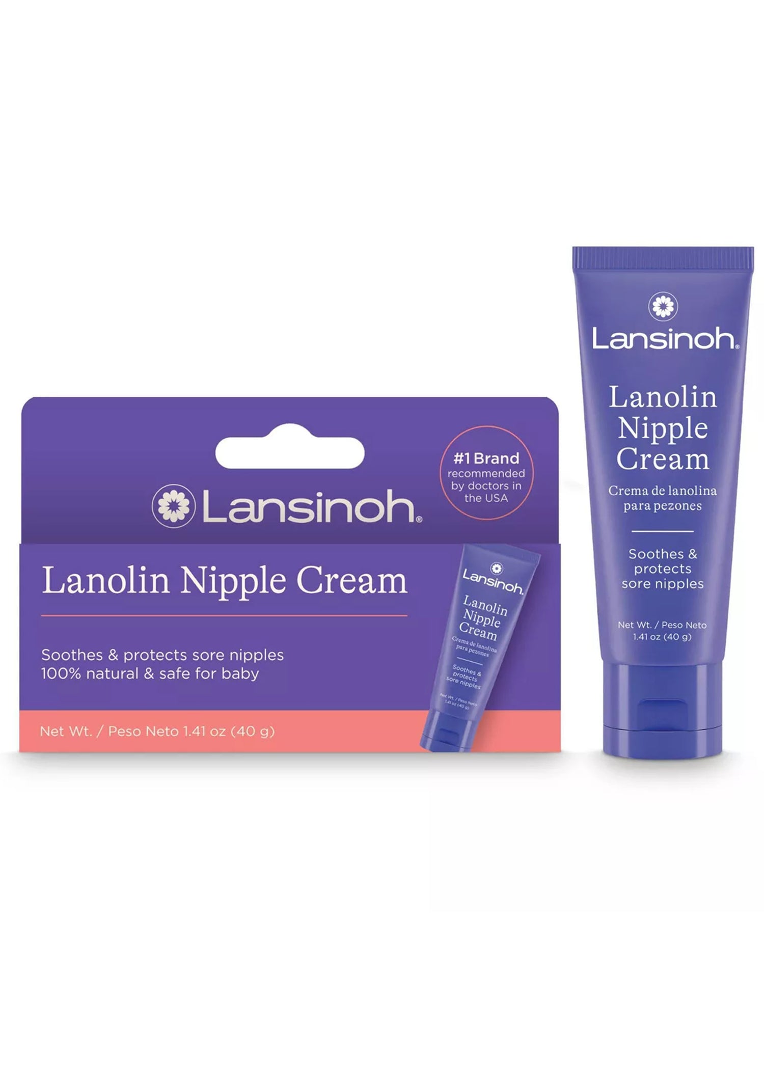 Lansinoh Lanoline Tepelcrème Veilig voor borstvoeding Baby, 100% natuurlijke - 40g
