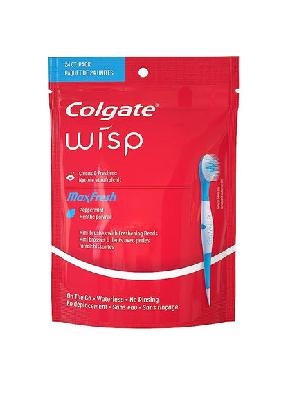 Colgate Max Fresh Wisp - Tanden - Disposable Mini Travel - Toothbrushes Peppermint - Voor Een Frisse Adem - 24 STUKS